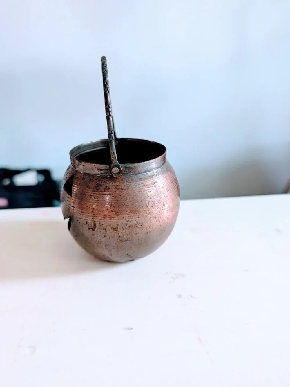VTG Hosley USA Metal Jack-O'-Lantern Tealight Candle Holder Copper Halloween